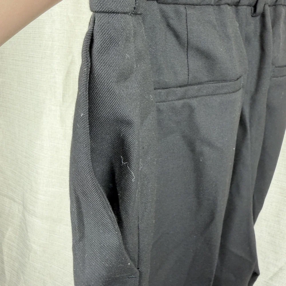 Madewell Dress Pants Womens 10 Black Slouchy Straight Twill Pull‎ On Work Office
